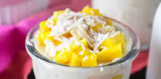 Dessert thaïlandais riz au lait de coco et mangue au cookeo