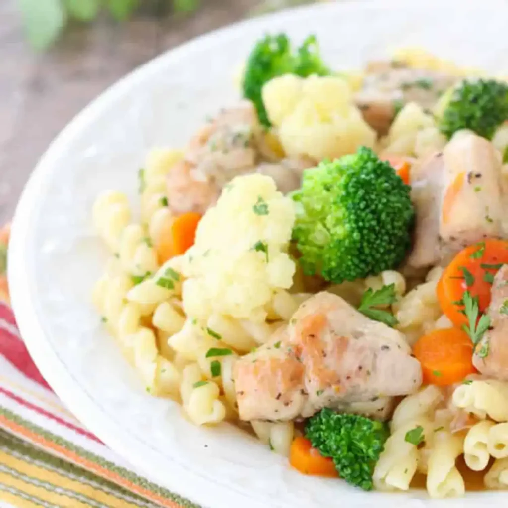 Poulet aux brocoli chou-fleur et carottes