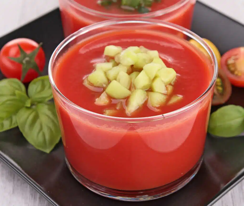 Gaspacho tomate poivron et concombre