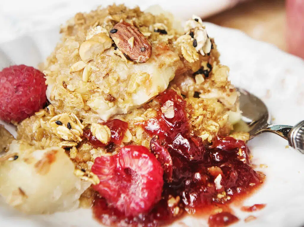 Crumble pomme framboise