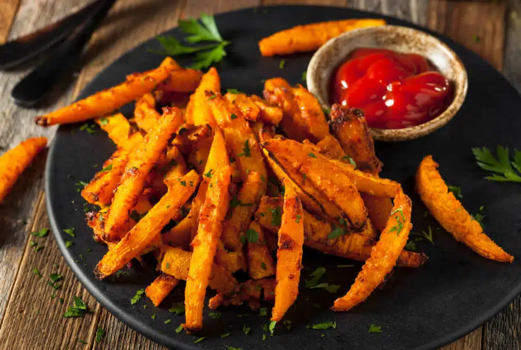 Frites de courge butternut au four