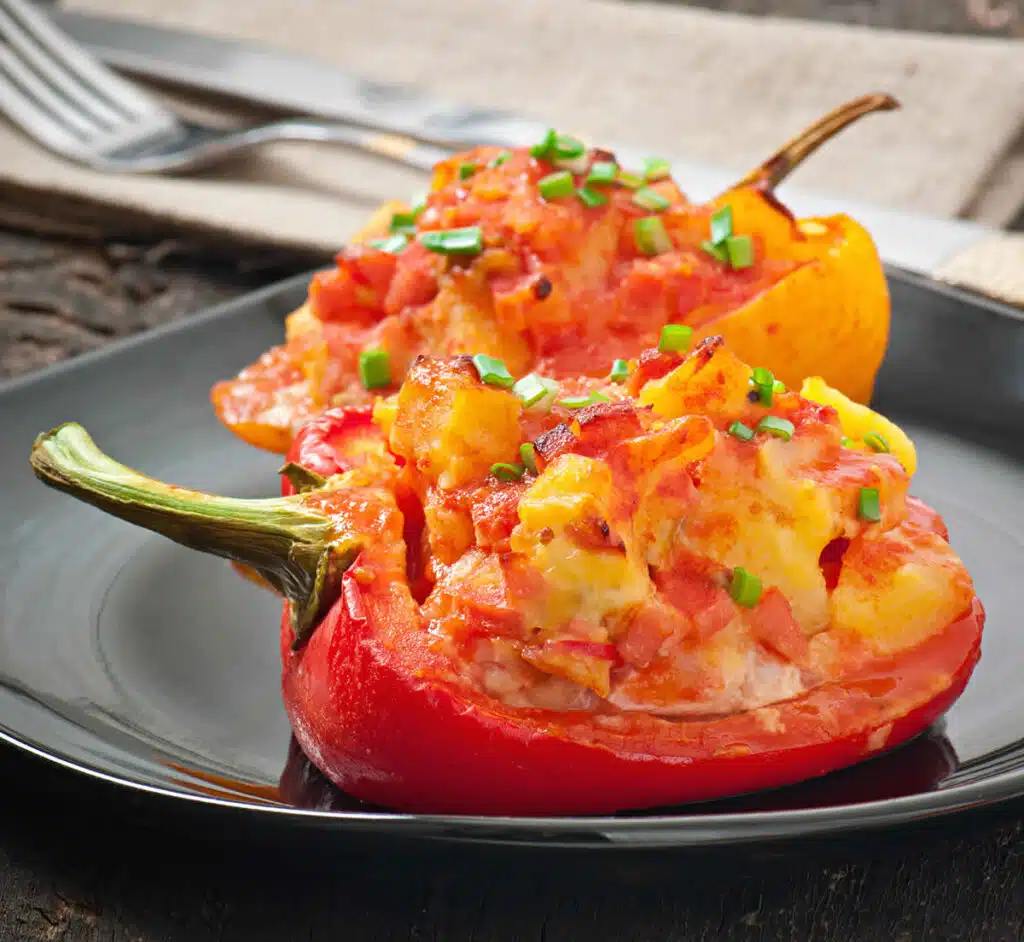 Poivrons farcis au riz et aux tomates