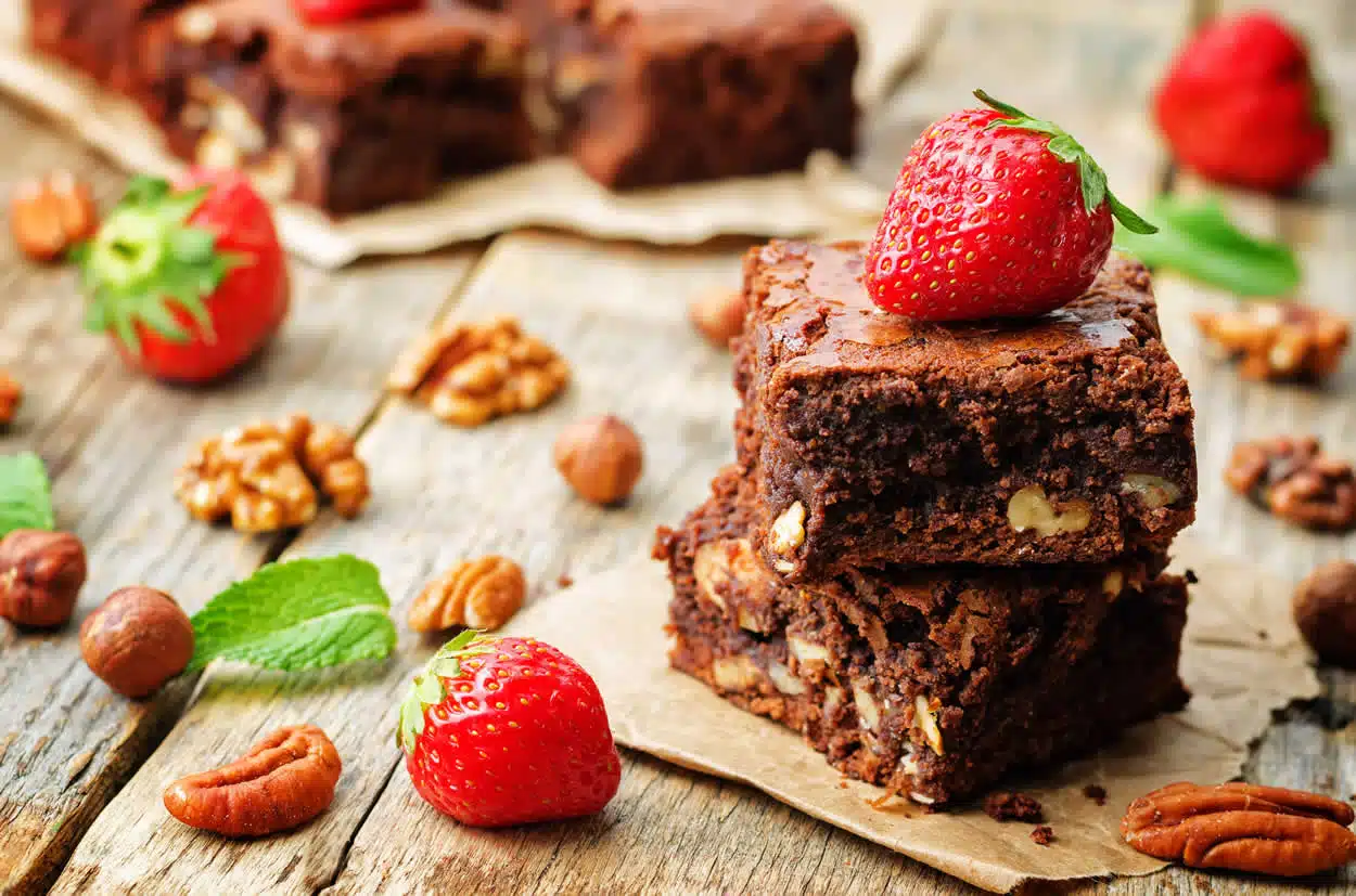 Gâteau brownie au chocolat et aux noix