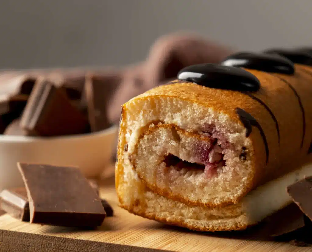 Gâteau roulé à la confiture et chocolat