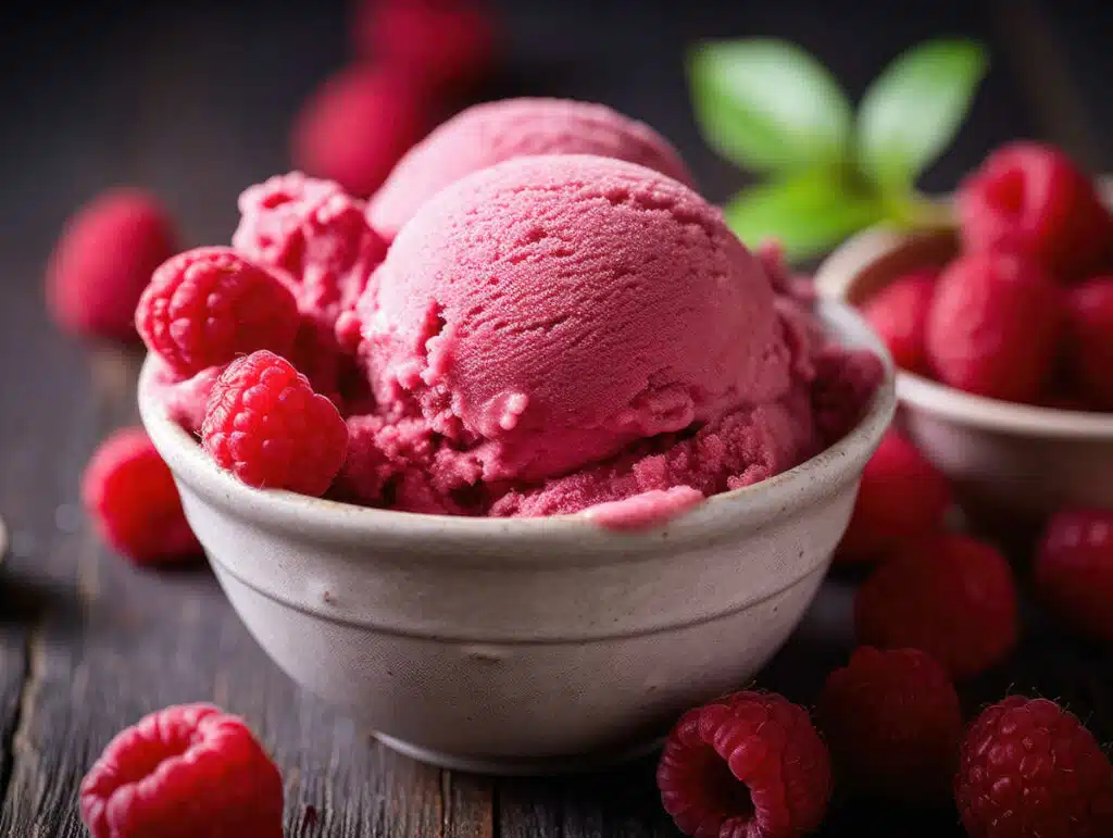 Glace à la framboise sans sorbetière