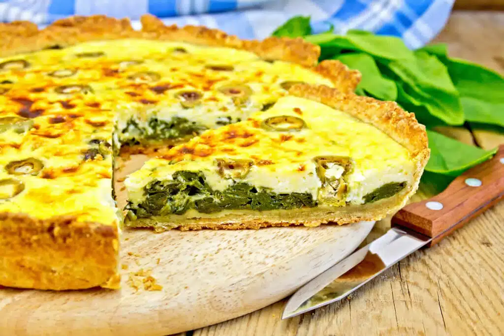 Quiche aux épinards et olives