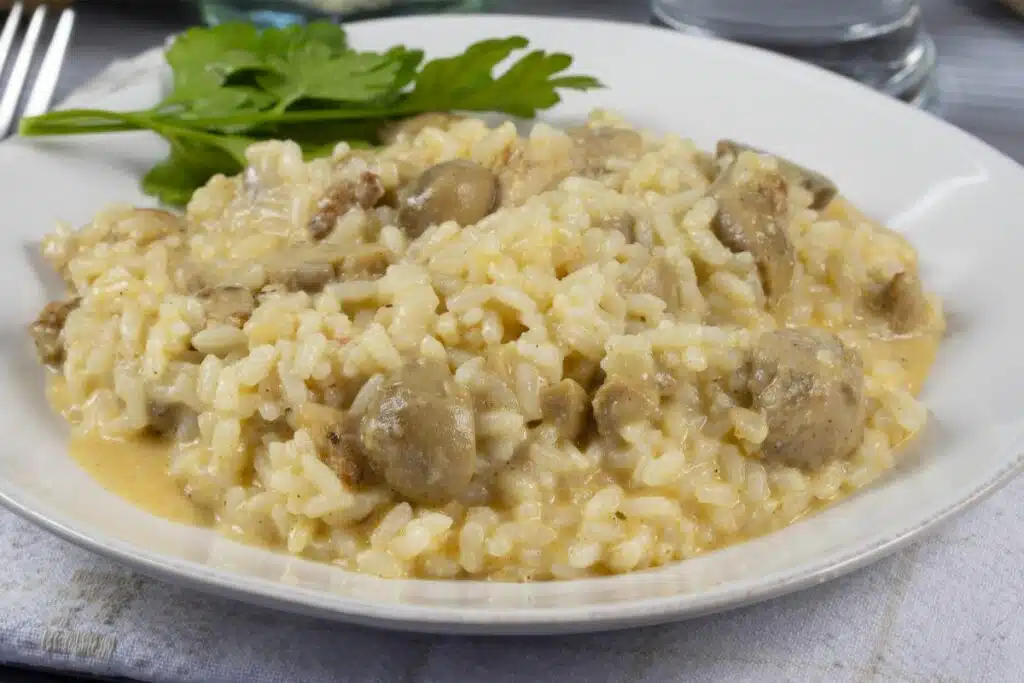 Risotto poulet champignon