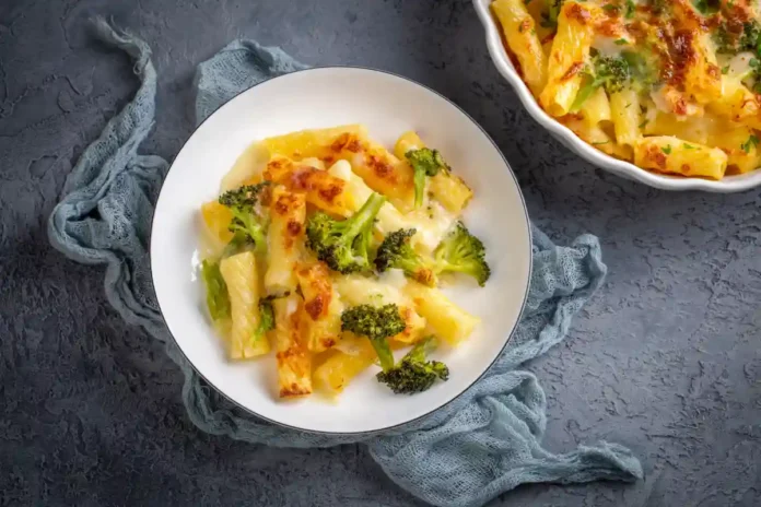 Gratin pâtes brocoli poulet