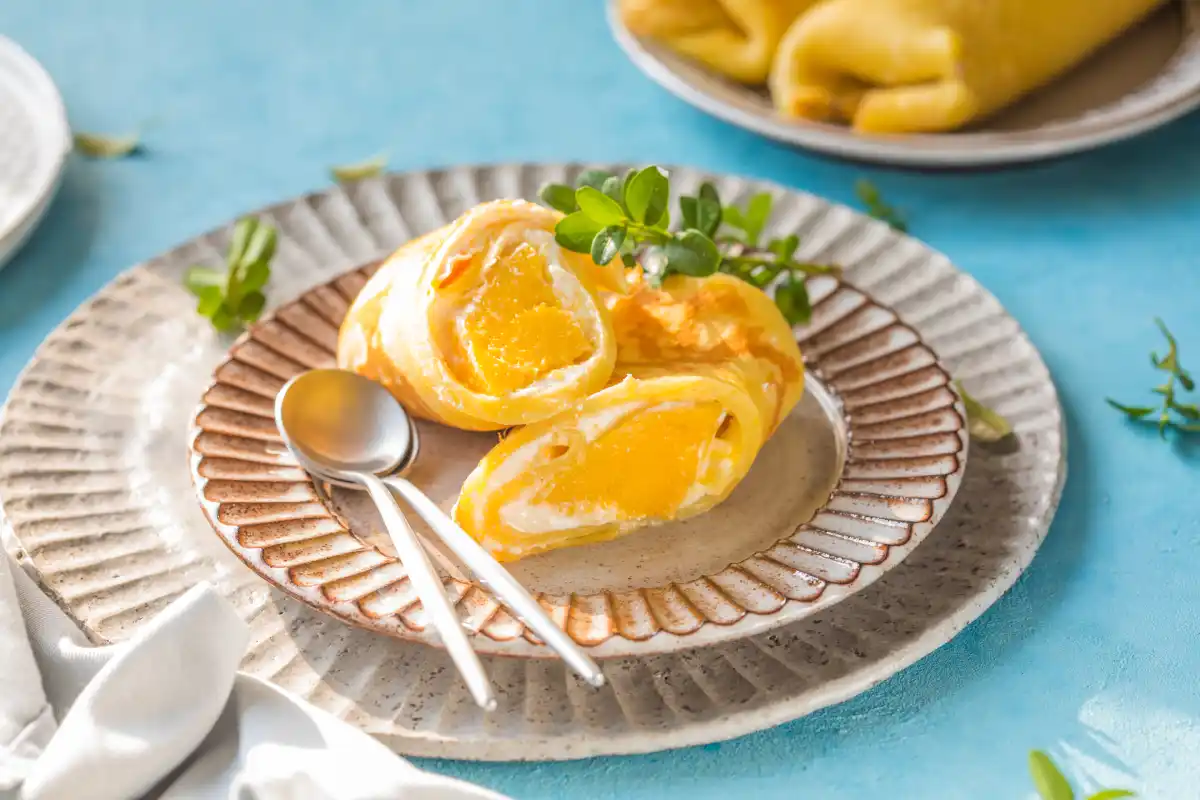 Crêpes fourrées à la mangue et au mascarpone