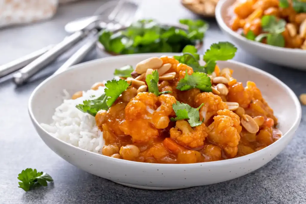 Curry végétalien au chou-fleur pois chiches et courge