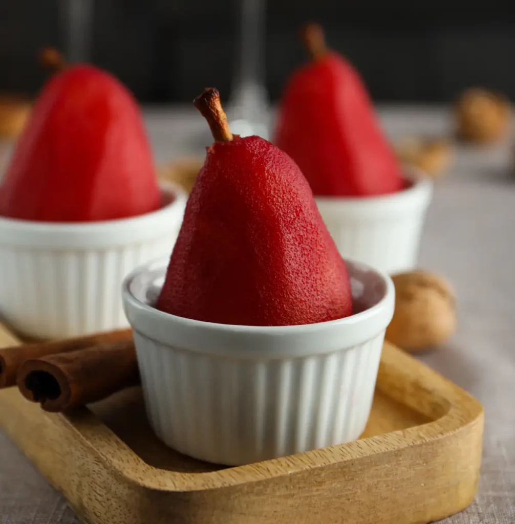 poires pochées au vin rouge