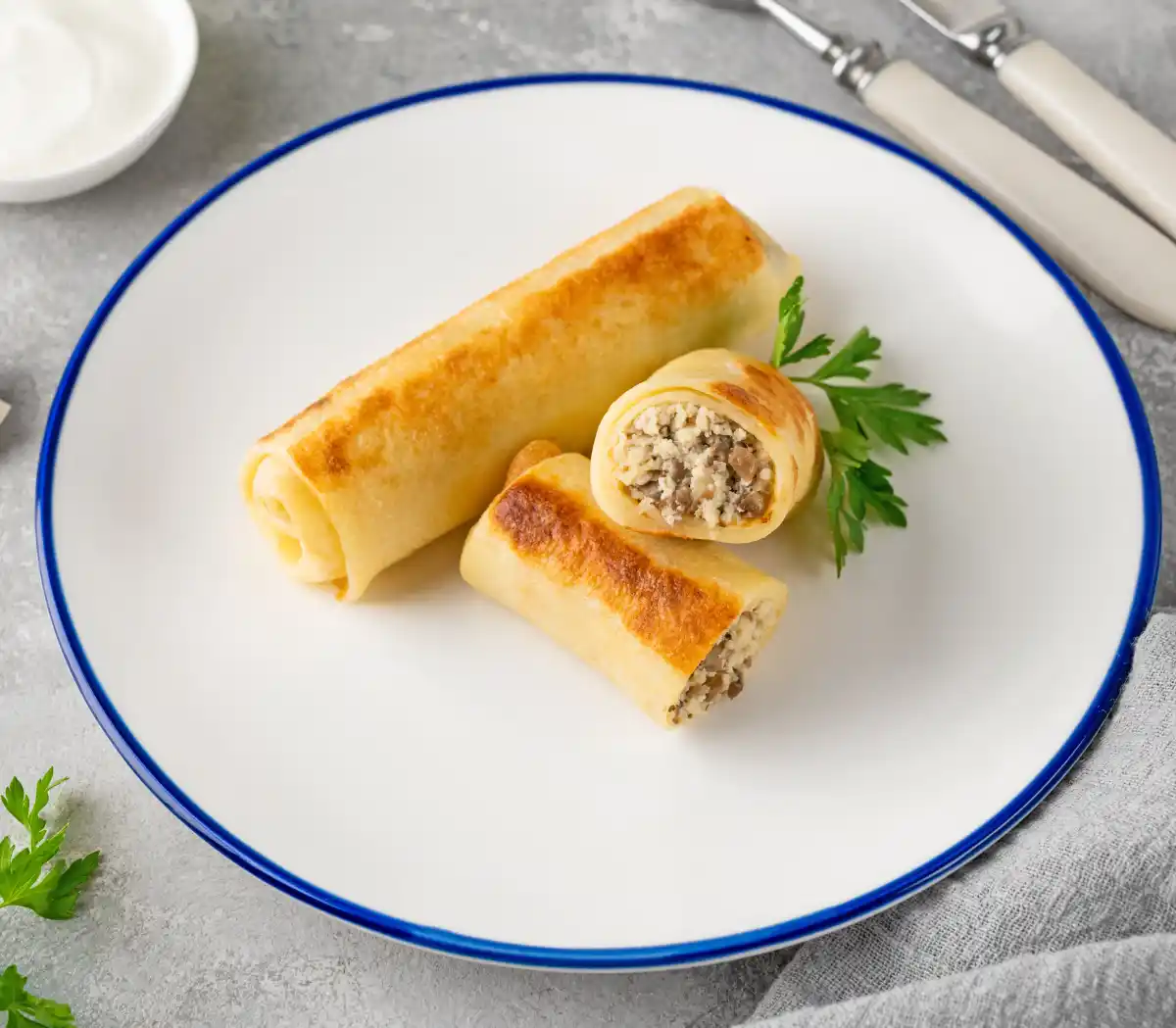 Crêpes farcies au poulet et aux champignons