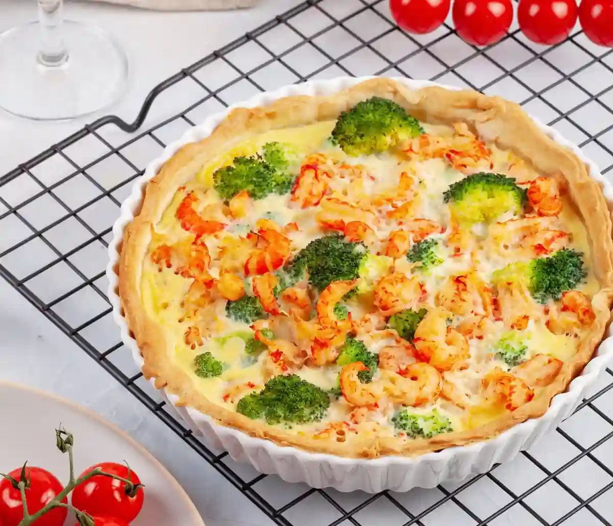 Quiche aux crevettes et brocoli