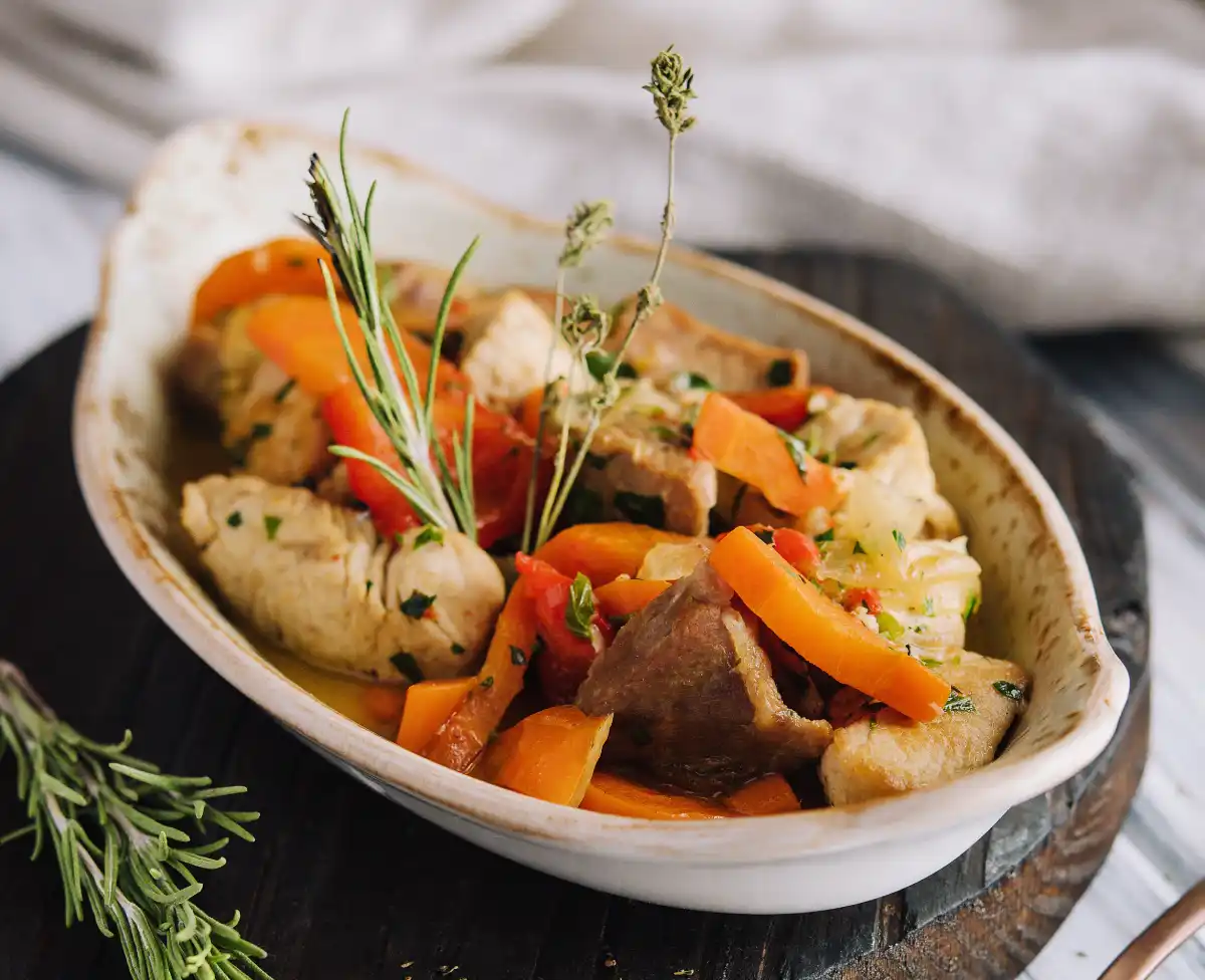 Ragoût de Poulet et de Porc à la Bourguignonne