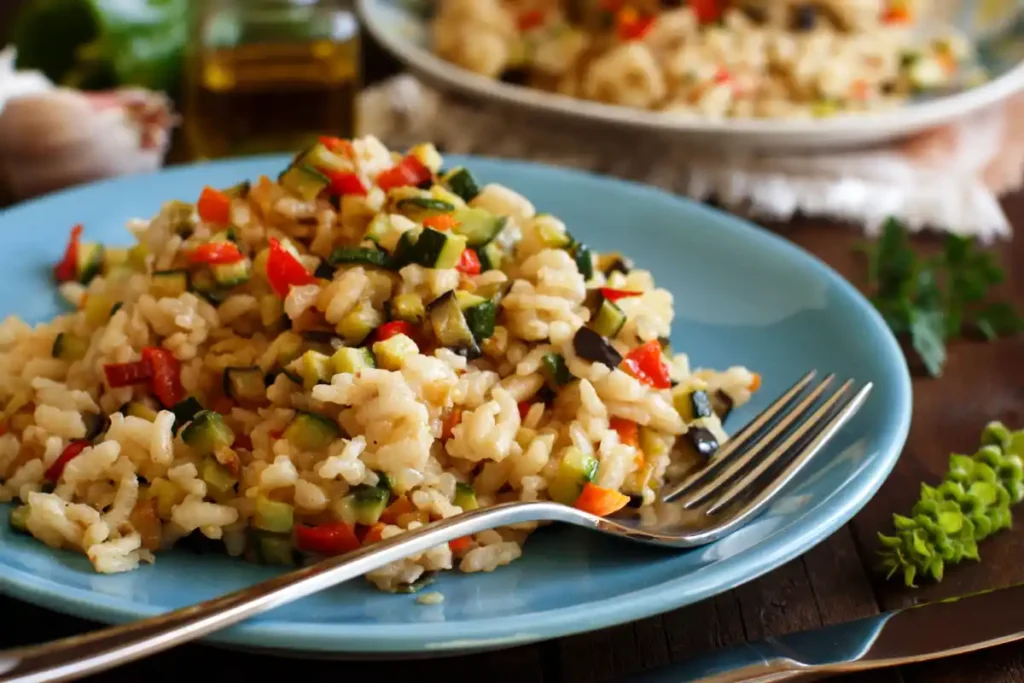 Risotto aux courgettes et poivron rouge